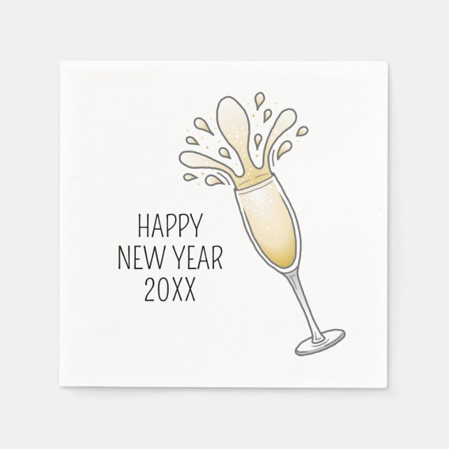 Servilleta De Papel Vidrio de champagne de Año Nuevo (Anverso)