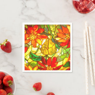 Servilleta De Papel Vidrio emplomado tiffany aspecto floral invernal r
