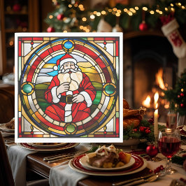 Servilleta De Papel Vidrio Fundido en Faux Sed Sitting Sitting Santa N