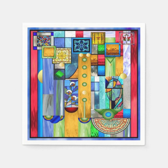 Servilleta De Papel Vidrio manchado Art Deco 1 (Anverso)