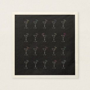 Servilleta De Papel Vidrios de neón frescos impresionantes de Martini