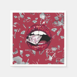 Servilleta De Papel Vidrios rojos destrozados y diamantes