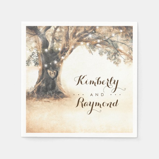 Servilleta De Papel Vieja Boda Rústica Vintage (Anverso)