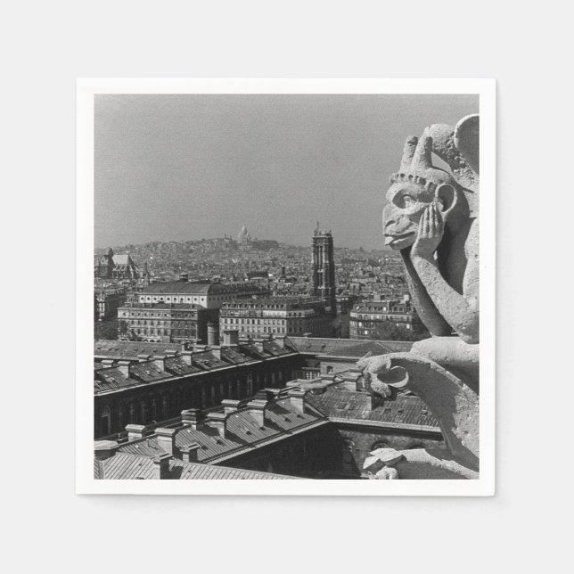 Servilleta De Papel Vieja Francia París Notre Dame Catedral pensadora (Anverso)