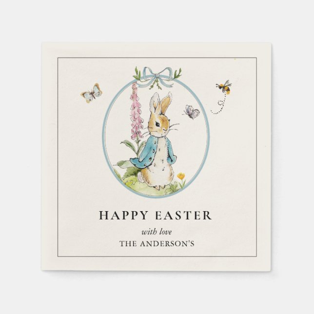 Servilleta De Papel Viejo conejo Peter Feliz Pascua (Anverso)