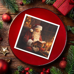 Servilleta De Papel Viejo Santa leyendo un libro