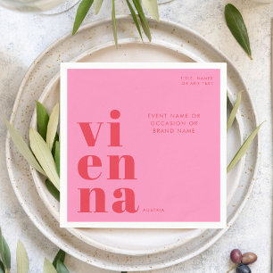 Servilleta De Papel Viena Austria tipografía rosa roja
