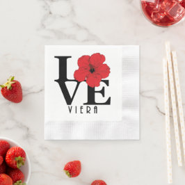 Servilleta De Papel Viera AMOR Hibisco Rojo