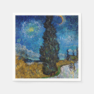 Servilleta De Papel Vincent van Gogh - Camino con ciprés y estrella