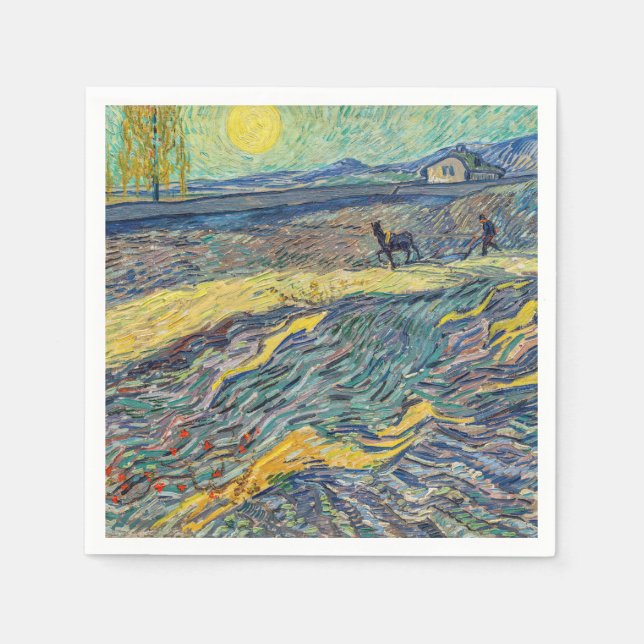 Servilleta De Papel Vincent van Gogh - Campo con agricultores arados (Anverso)