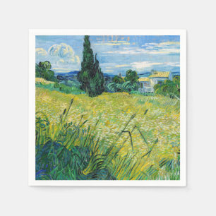 Servilleta De Papel Vincent van Gogh - Campo de trigo verde con ciprés