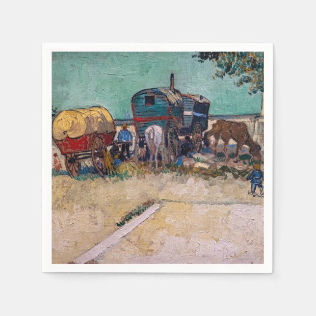 Servilleta De Papel Vincent Van Gogh - Caravanas, campo gitano cerca d (Anverso)