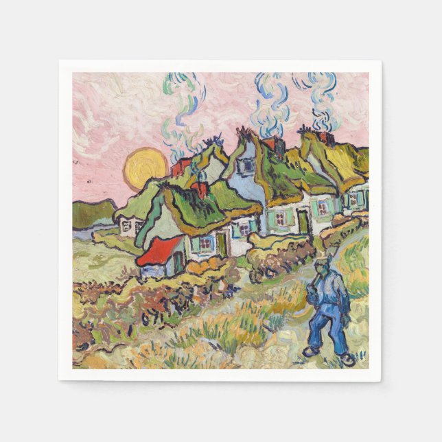 Servilleta De Papel Vincent van Gogh - Casas y Figura (Anverso)