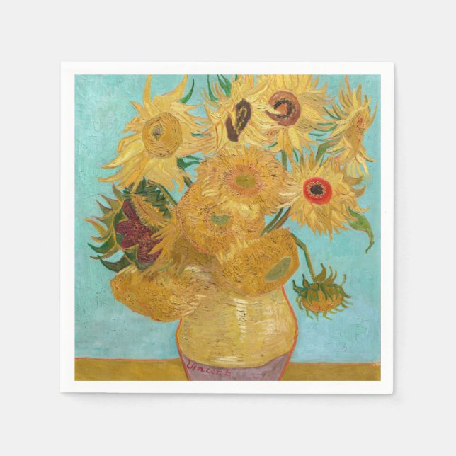 Servilleta De Papel Vincent Van Gogh - Jarrón con doce girasoles (Anverso)