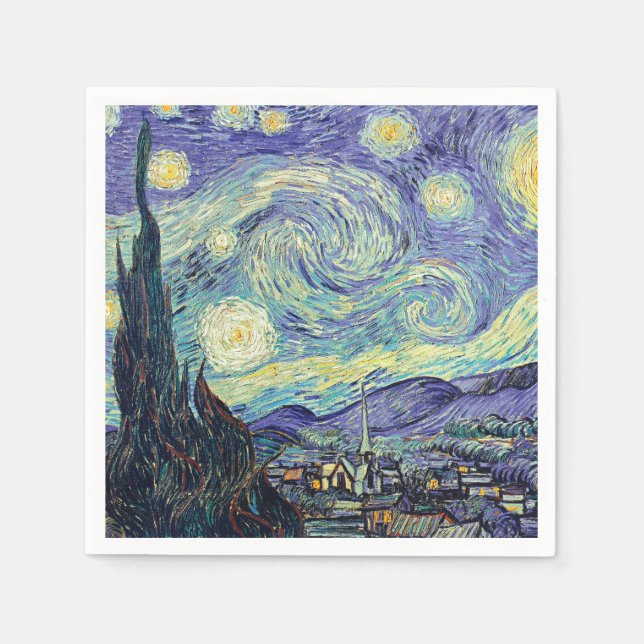 Servilleta De Papel Vincent Van Gogh La Noche Estrellada   (Anverso)