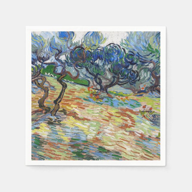 Servilleta De Papel Vincent van Gogh - Olivos: Cielo azul brillante (Anverso)