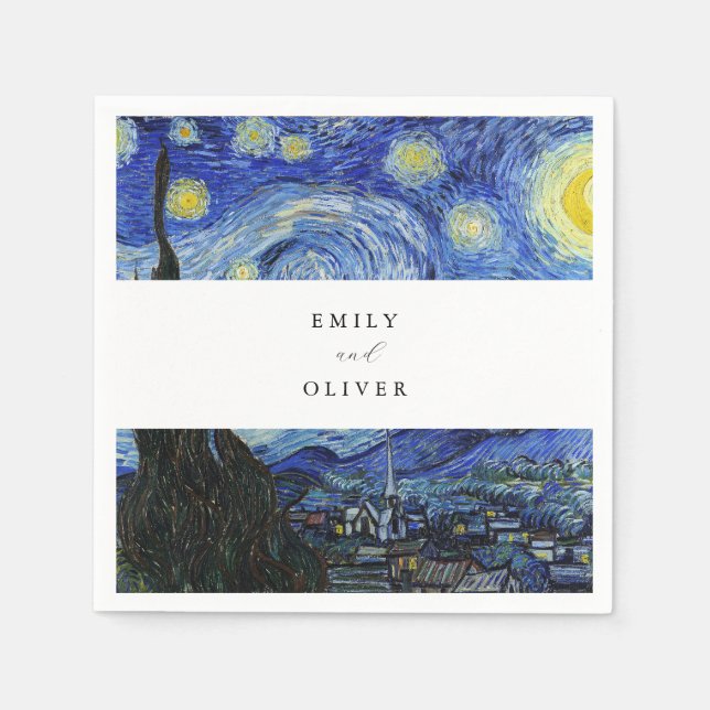Servilleta De Papel Vincent Van Gogh Starry Night Boda (Anverso)