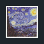 Servilleta De Papel Vincent Van Gogh Starry Night Vintage Bella Artes<br><div class="desc">Vincent van Gogh Starry Night Bella Artes Painting Starry Night es un cuadro del artista holandés post-impresionista Vincent van Gogh. El cielo azul nocturno está lleno de nubes, estrellas y una luna creciente brillante. La noche estrellada es la única noche de la serie de vistas desde la ventana de su...</div>