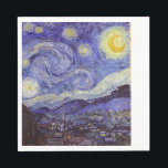 Servilleta De Papel Vincent Van Gogh Starry Night Vintage Bella Artes<br><div class="desc">Vincent van Gogh Starry Night Bella Artes Painting Starry Night es un cuadro del artista holandés post-impresionista Vincent van Gogh. El cielo azul nocturno está lleno de nubes, estrellas y una luna creciente brillante. La noche estrellada es la única noche de la serie de vistas desde la ventana de su...</div>