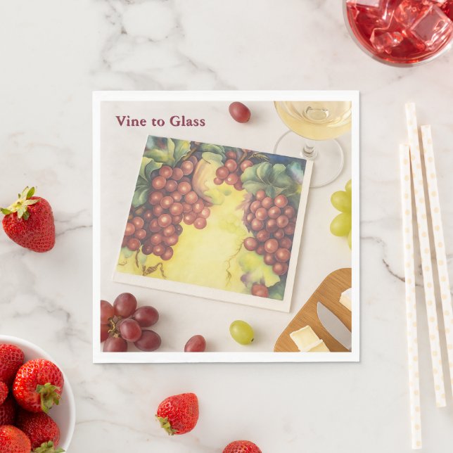 Servilleta De Papel "Vine to Glass" Personalizado Vineyard Napkins — W (In situ)