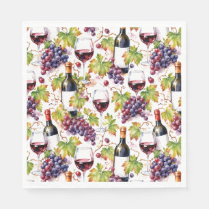 Servilleta De Papel Viñedo Vino y Uva Acuarela