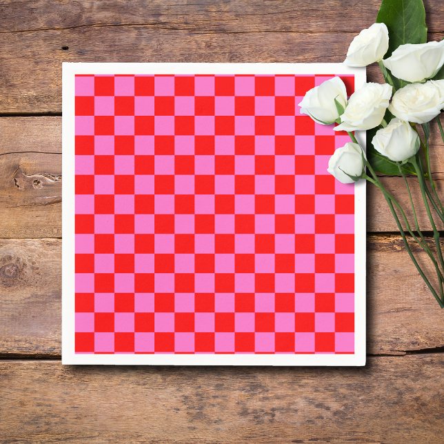 Servilleta De Papel Viñeta de tablero de ajedrez rosa y rojo (Subido por el creador)