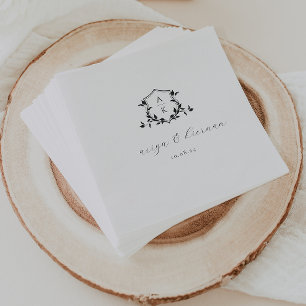 Servilleta De Papel Viñetas sin tiempo Boda Escudo negro Monograma