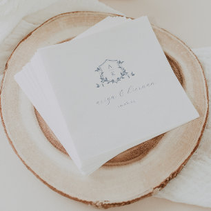 Servilleta De Papel Viñetas sin tiempo Escudo azul turbio Boda Monogra