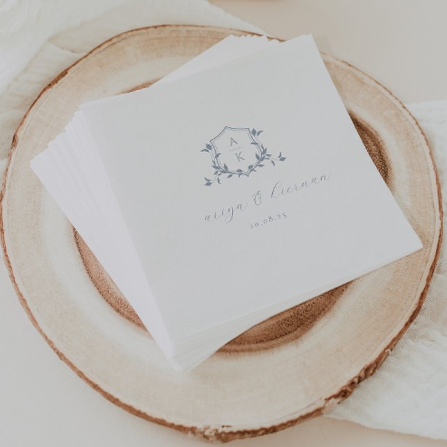 Servilleta De Papel Viñetas sin tiempo Escudo azul turbio Boda Monogra (Subido por el creador)