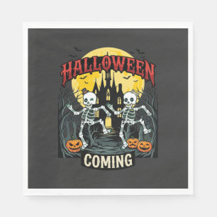 Servilleta De Papel Viniendo Halloween Esqueletos Bailando Castillo Ca