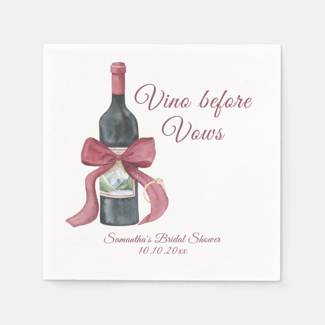 Servilleta De Papel Vino before vows Bridal Shower (Anverso)
