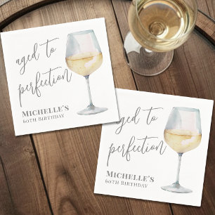 Servilleta De Papel Vino Blanco Envejecido a la Perfección Cumpleaños