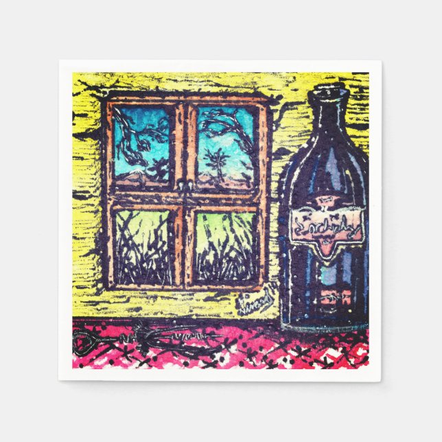 Servilleta De Papel Vino con una vista (Anverso)