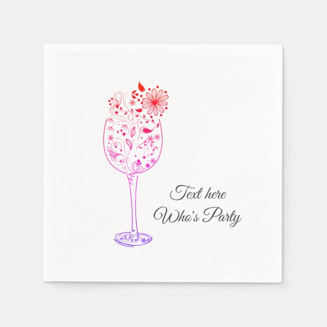 Servilleta De Papel vino, cumpleaños adulto, boda, floral (Anverso)