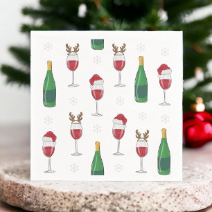 Servilleta De Papel Vino de Navidad Preppy / Sombreros de Santa Napkin