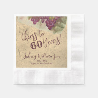 Servilleta De Papel Vino Elegante Cumpleaños 60 Brindis por 60 Burdeos