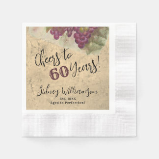 Servilleta De Papel Vino Elegante Cumpleaños 60 | Salud por 60 Años