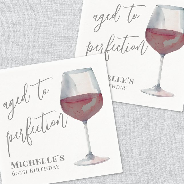 Servilleta De Papel Vino Envejecido a la Perfección Cumpleaños (Wine Aged To Perfection Birthday Napkins)