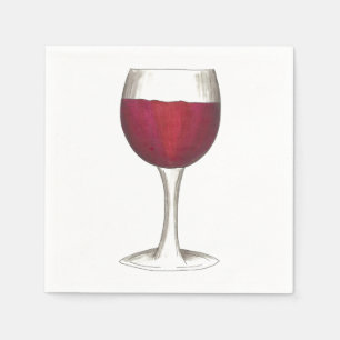Servilleta De Papel Vino Rojo Vidrio Bodega Merlot Wine Tasting Napkin