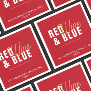 Servilleta De Papel Vino Rojo y Azul 4 de julio Papel Fiesta
