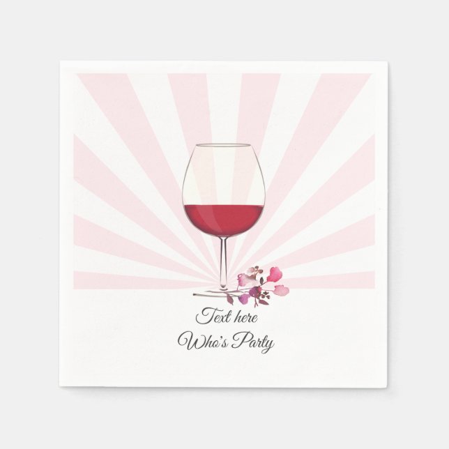 Servilleta De Papel vino tinto, cumpleaños adulto, boda, floral (Anverso)