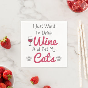 Servilleta De Papel Vino y gatos