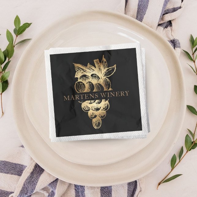 Servilleta De Papel Vinos de negocios de vino uvas de oro elegantes (Subido por el creador)