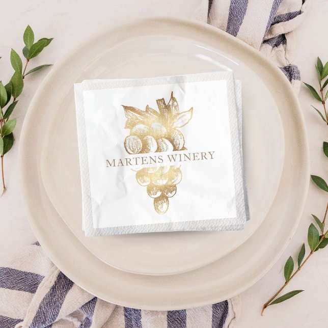 Servilleta De Papel Vinos de negocios de vino uvas de oro elegantes (Subido por el creador)
