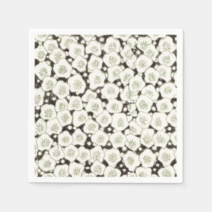 Servilleta De Papel Vintage 1902 Japonés Floral: Flor Blanca Negra