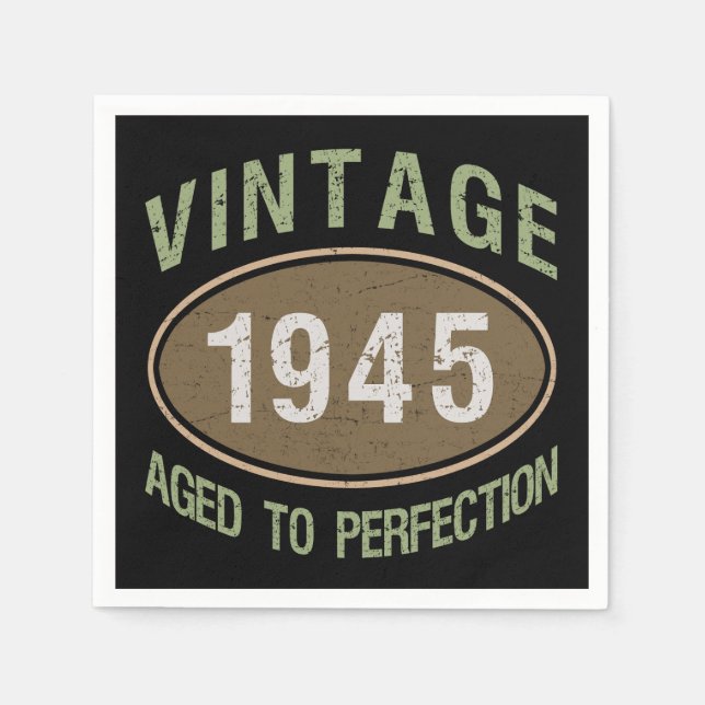 Servilleta De Papel Vintage 1945 80º cumpleaños (Anverso)