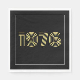 Servilleta De Papel Vintage 1976 Black & Gold Tone 50th Birthday