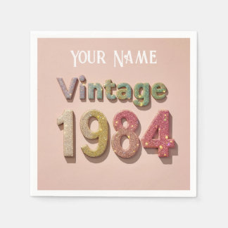 Servilleta De Papel Vintage 1984 Esparkle Napkin: Recuerdos reluciente