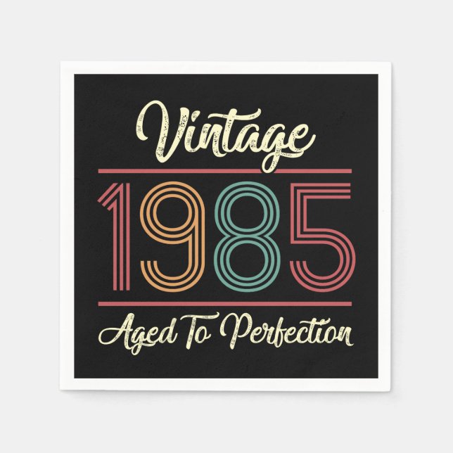 Servilleta De Papel Vintage 1985 40º cumpleaños (Anverso)