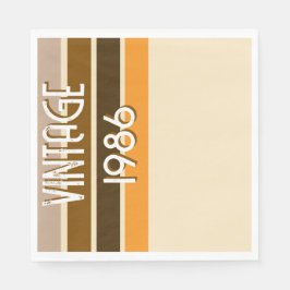 Servilleta De Papel Vintage 1986 Retro Stripes Brown Tan Vintage 